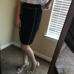 Black pencil skirt with white detail stitching